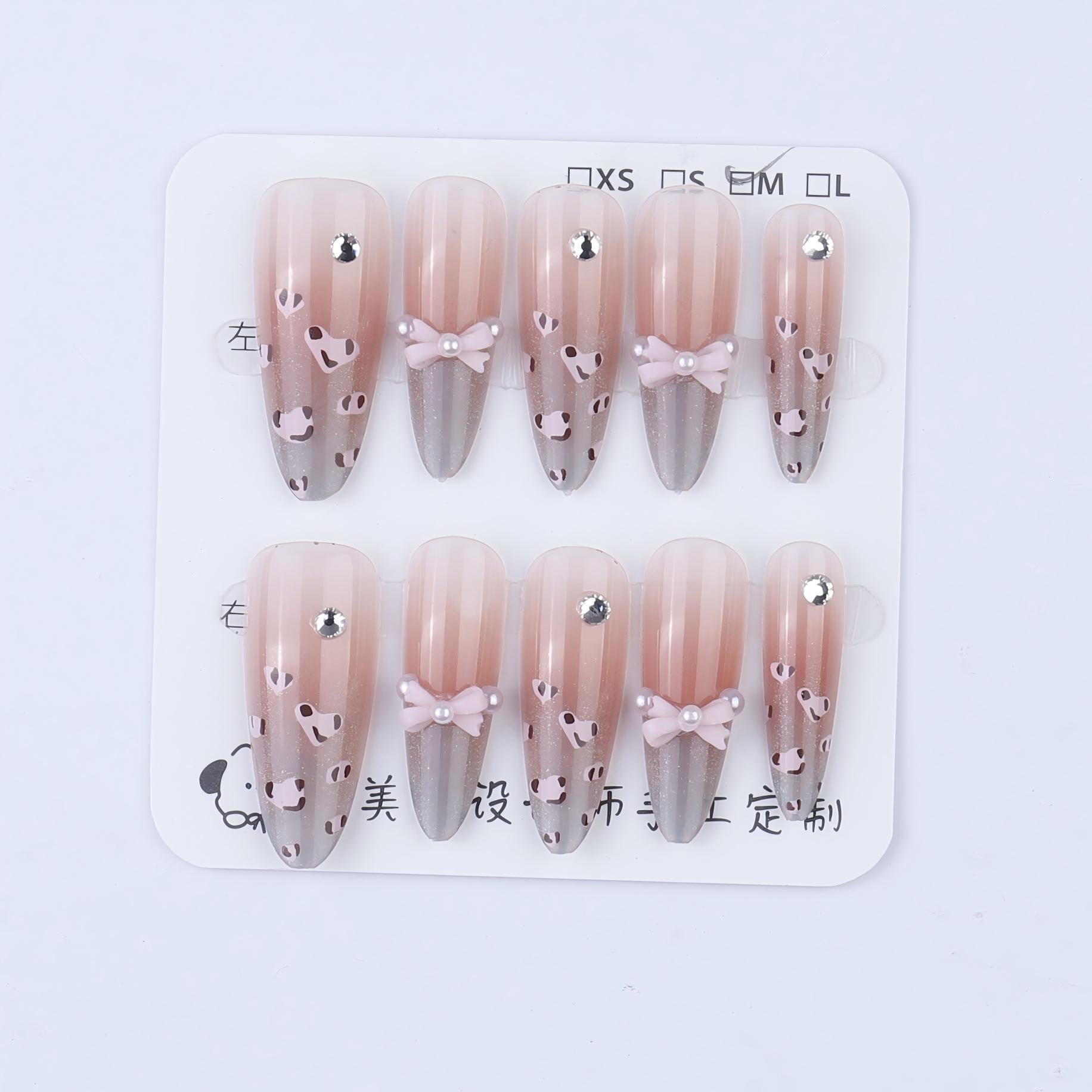 Sweet lace bow wearable nail stickers cat eye gentle temperament nail art