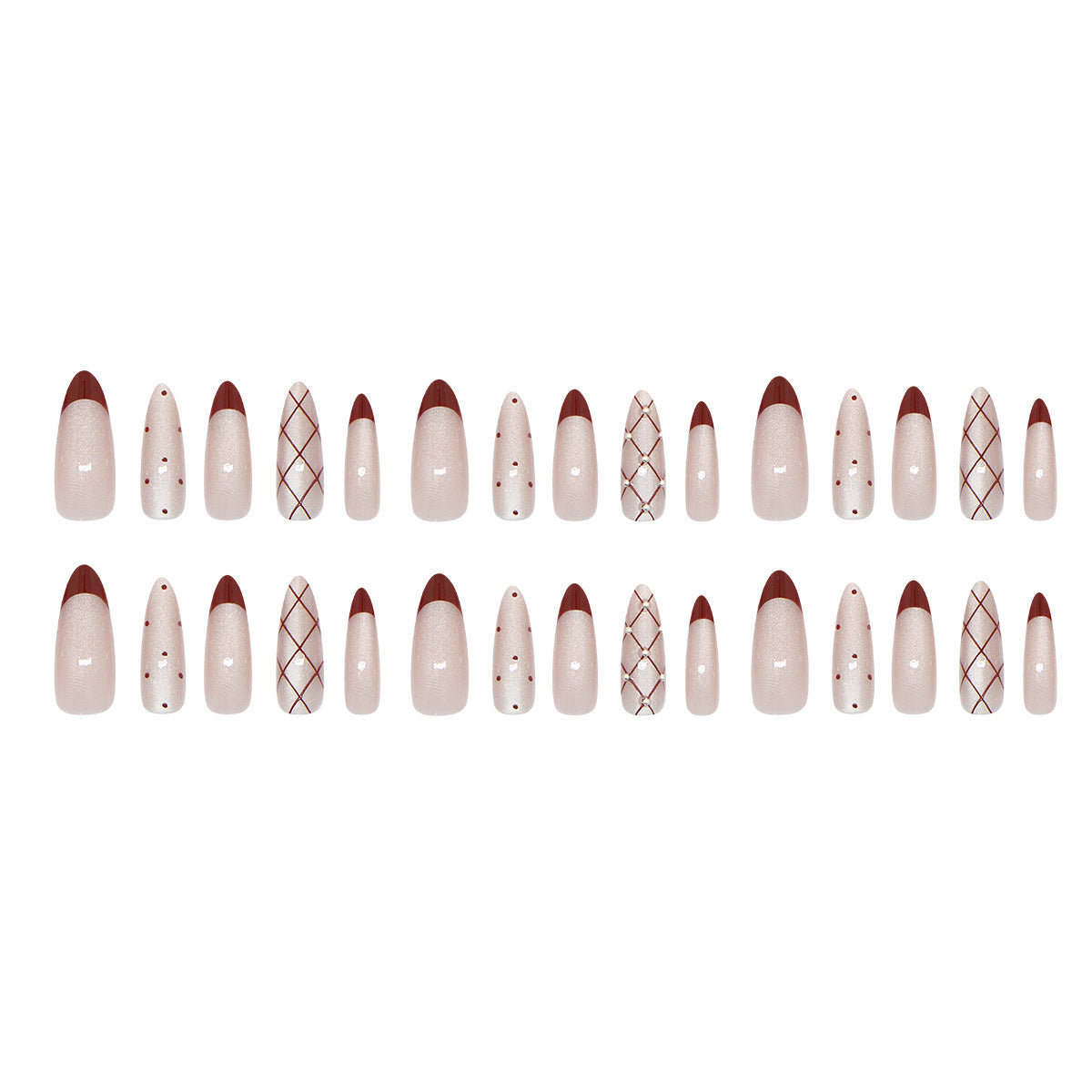 Polka dot cat eye diamond style detachable nail stickers 30 pieces