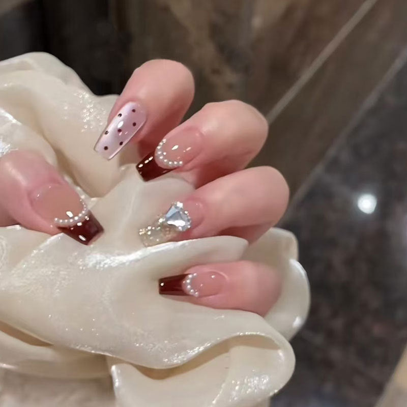 Sweet lace bow wearable nail stickers cat eye gentle temperament nail art