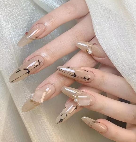 Sweet lace bow wearable nail stickers cat eye gentle temperament nail art