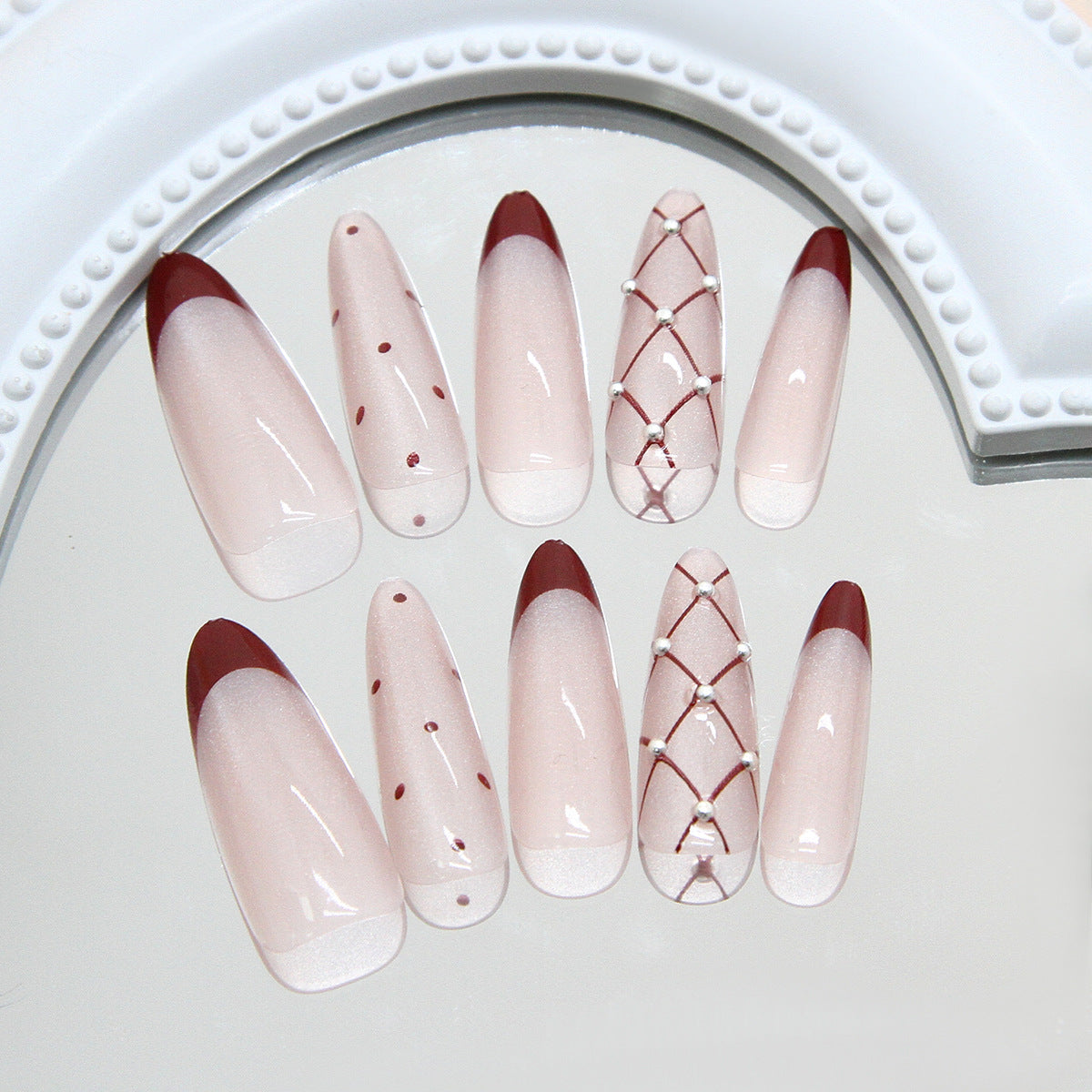 Polka dot cat eye diamond style detachable nail stickers 30 pieces